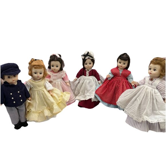 Madame Alexander Little Women Set of 6 – 8” Bent-Knee Dolls w/ Stands Vintage - Picture 1 of 16